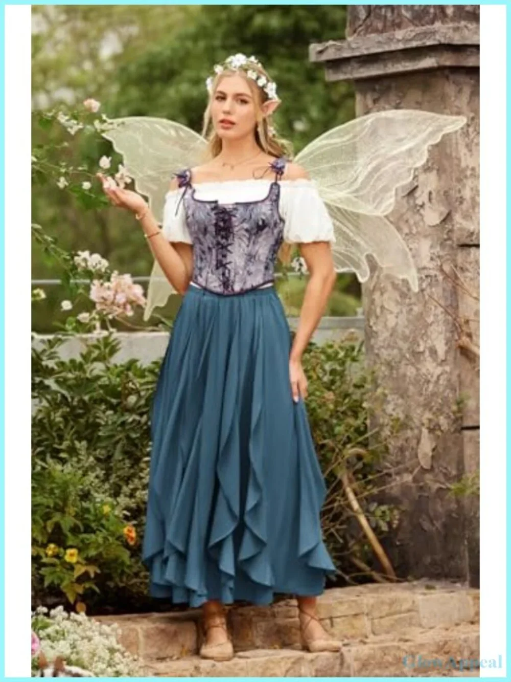Boho Renaissance Maxi Skirt Flowy Ruffle Chiffon Elastic High Waist